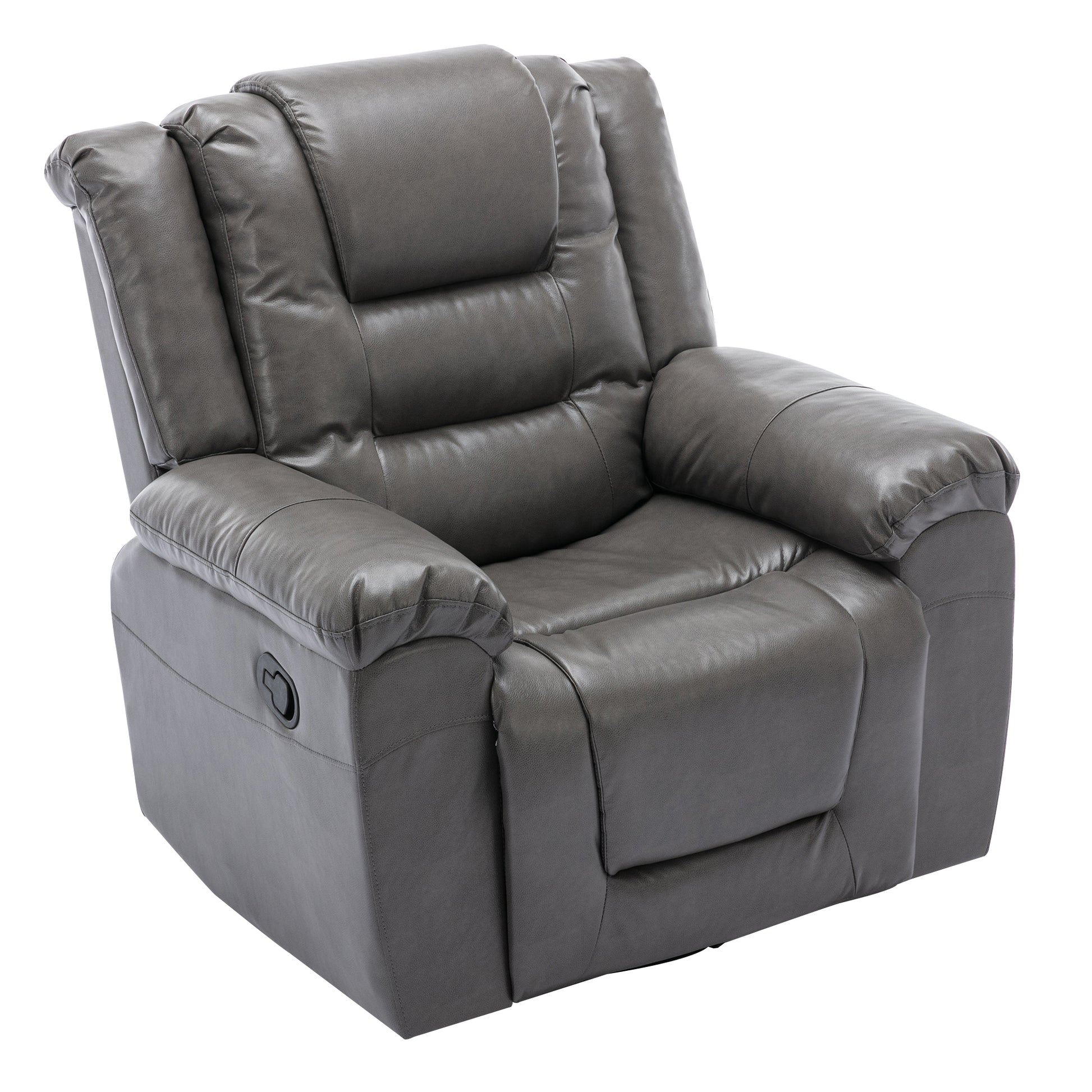 360 Swivel And Rocking Home Theater Recliner Manual Recliner Chair With Wide Armrest For Living Room,Bedroom, Grey Grey Foam Pu