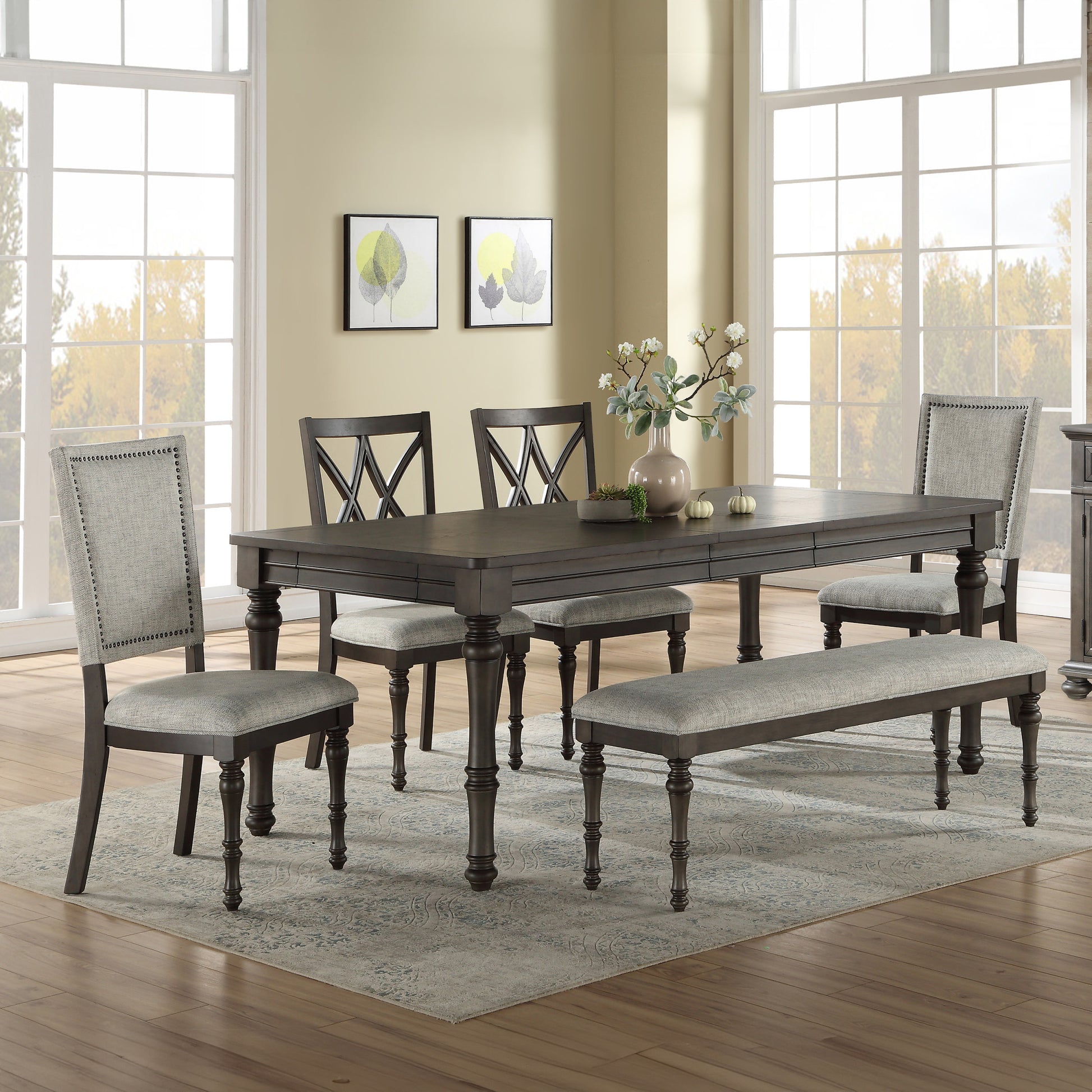 Linnett 6 Piece Dining Set Dark Gray Dark Gray Wood