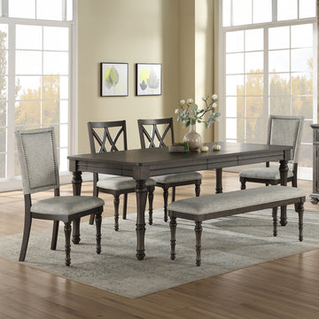 Linnett 6 Piece Dining Set Dark Gray Dark Gray Wood