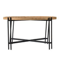32 Inch Fir Wood Coffee Table, Intersecting Metal Legs, Brown And Black Brown Wood