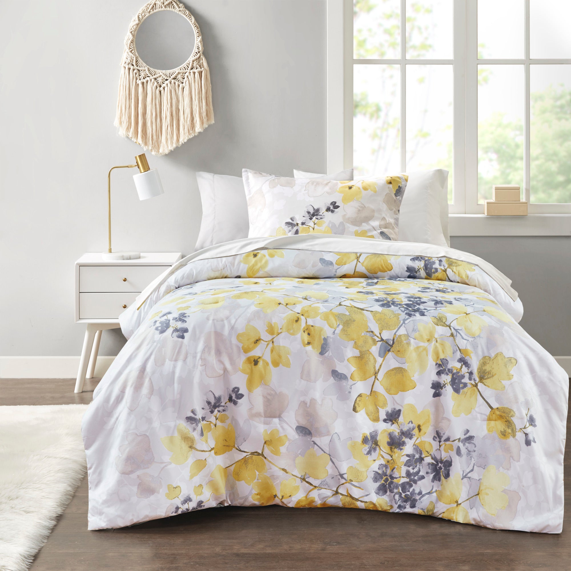 Comforter Set With Bed Sheets Yellow King Multicolor Polyester