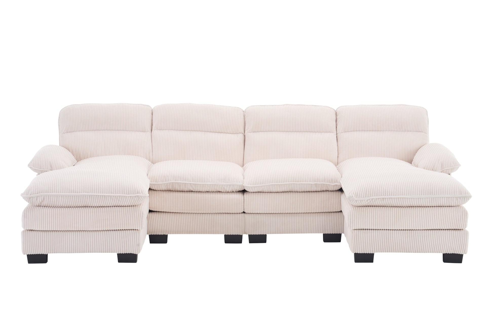 U Shaped Profile Sofa, Including Two Single Seats And Two Chaise, Modular Sofa, Corduroy Sofa White Foam Corduroy 4 Seat
