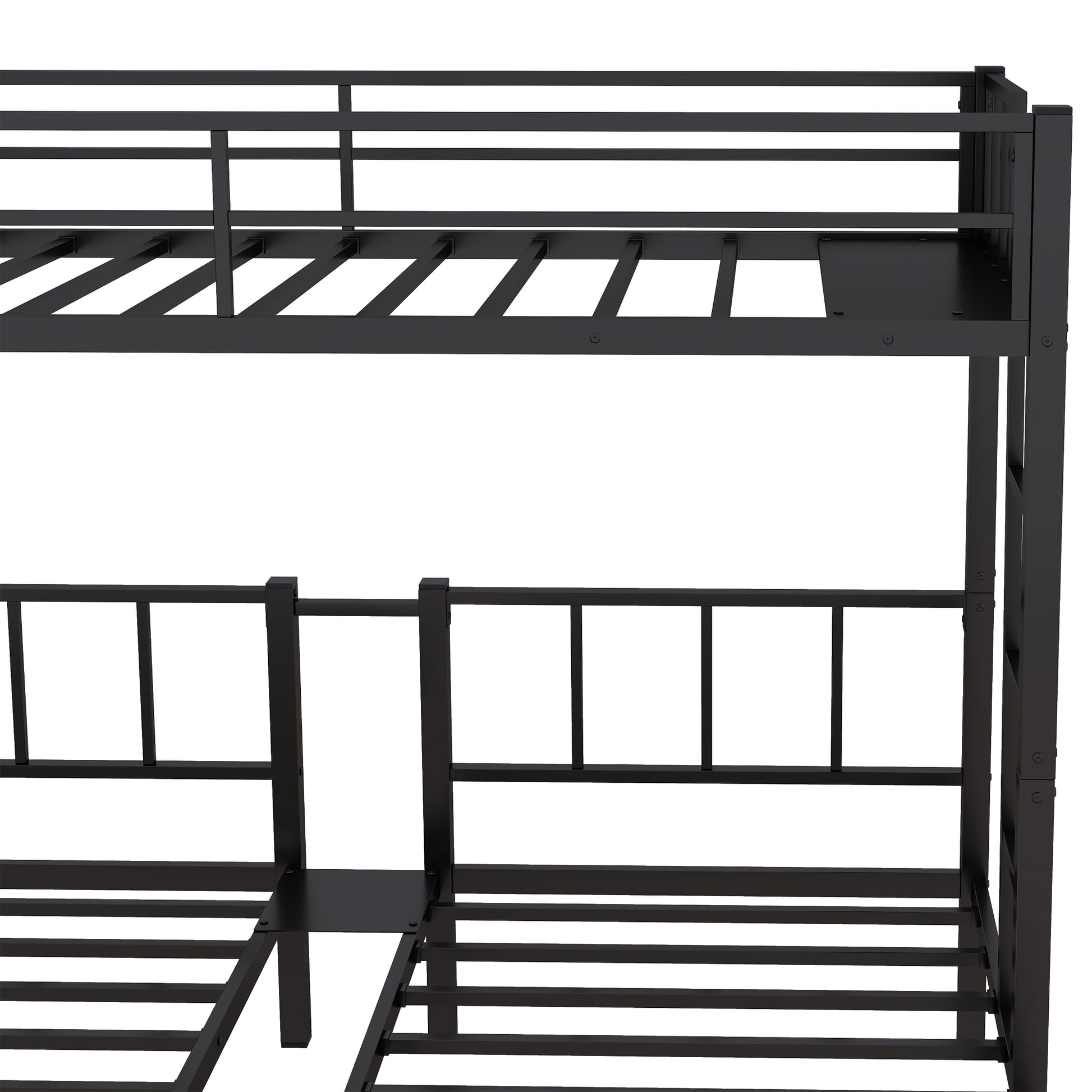 Twin Over Twin & Twin Bunk Beds For 3, Twin Xl Over Twin & Twin Bunk Bed Metal Triple Bunk Bed, Black Twin Xl Black Metal