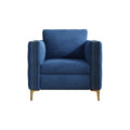 Accent Chair For Living Room Upholstered Arm Chair With Metal Legs Navy Blue Velvet Navy Blue Foam Fabric