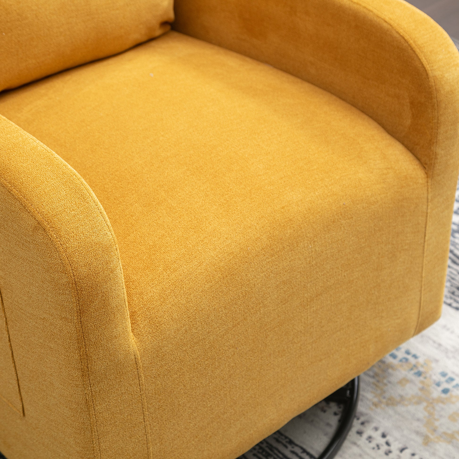 Jiada Upholstered Swivel Glider.Rocking Chair For Nursery In Yellow.Modern Style One Left Bag Yellow Primary Living Space Foam Metal