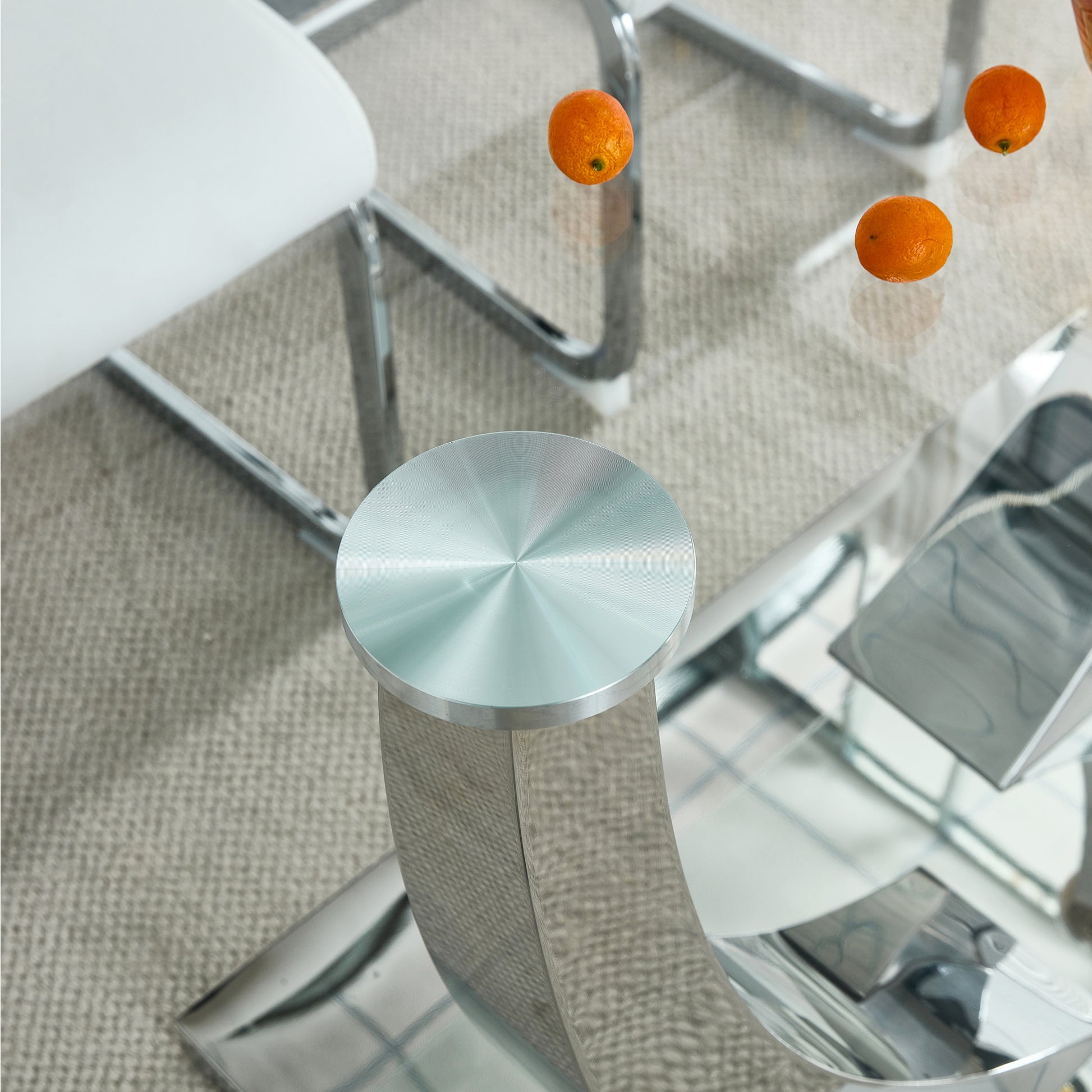 Table And Chair Set, Modern Dining Table, Tempered Glass Tabletop And Silver Colored Leg Table, Soft And Comfortable Dining Chair, Perfect For Dinner, Meetings, Home And Office Decor Black Glass