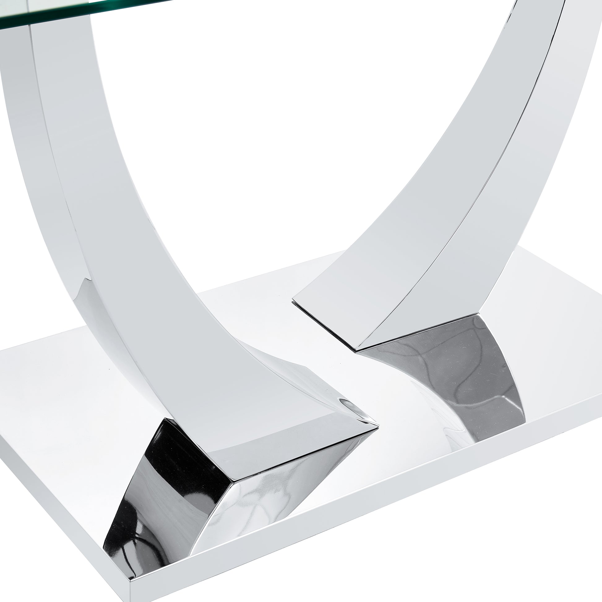 Table And Chair Set, Modern Dining Table, Tempered Glass Tabletop And Silver Colored Leg Table, Soft And Comfortable Dining Chair, Perfect For Dinner, Meetings, Home And Office Decor Gray Seats 6 Glass