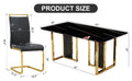 Table And Chair Set. Modern Dining Table With Mdf Top And Beautiful Mdf Legs. Equipped With Comfortable Pu Chairs And Metal Legs. Suitable For A Wide Range Of Decorative Styles. Black Seats 8 Mdf