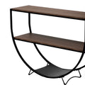 Rustic Industrial Design Demilune Shape Textured Metal Distressed Wood Console Table Dark Brown Dark Brown Mdf