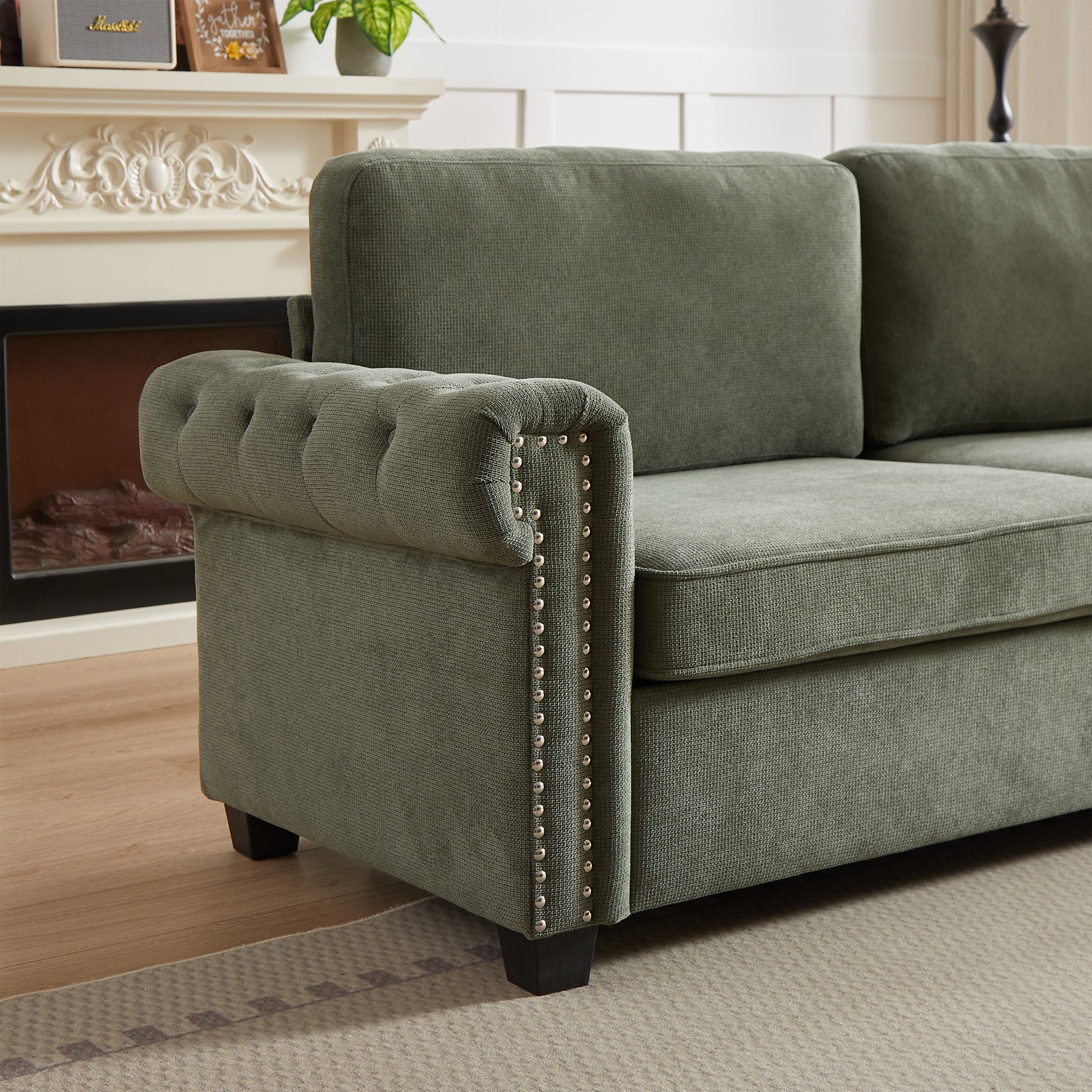 Fx 83.8" Convertible Sleeper Sofa Bed, 2 In 1 Pullout Sofa Bed, Polyester Sleeper Sofa Bed With Folding Mattress, Living Room Pullout Sofa Bed, Apartment Small Space Sofa Sleeper Green Polyester Pine Foam Fabric 3 Seat