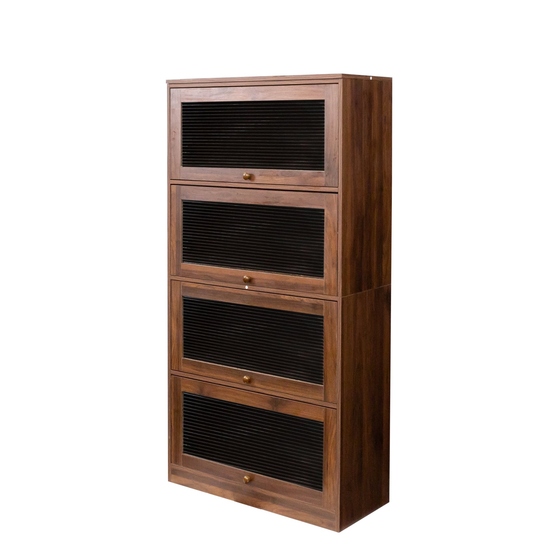 Bookcase Contemporary Closed Back Glass Doors Office Storage Cabinet Floor To Ceiling Low Cabinet Bookcase Against Wall Dustproof Bookshelf Walnut Mdf