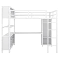 Metal Loft Bed With Wardrobe And L Shaped Desk, Full Size Loft Bed With Storage Cubes And Shelves, Heavy Duty Loft Bed For Kids Teens Adults, White Pre Sale Date: August 10Th Full Off White Metal
