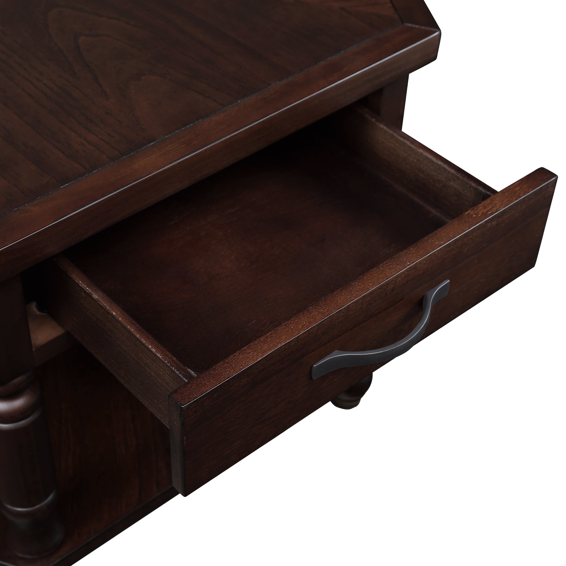 2 Tier Retro Hexagon Living Room Solid Wood Coffee Table With Shelf & Drawer, 36'' Mid Century Center Coffee Table For Living Room, Office. Light Espresso Light Espresso Pine