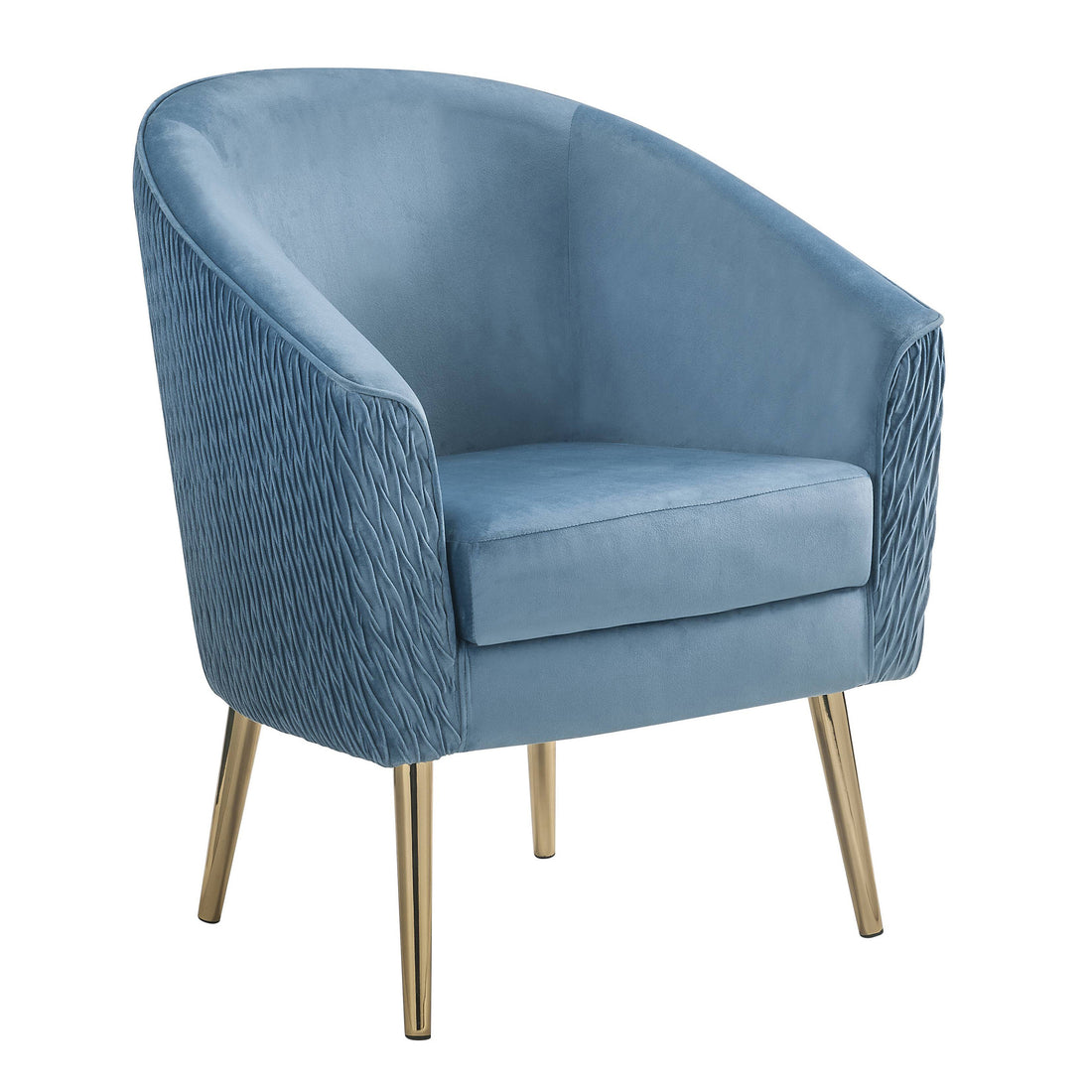 Blue And Gold Flared Arm Barrel Chair Blue Gold Primary Living Space Fabric Metal