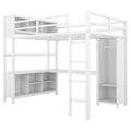Metal Loft Bed With Wardrobe And L Shaped Desk, Full Size Loft Bed With Storage Cubes And Shelves, Heavy Duty Loft Bed For Kids Teens Adults, White Pre Sale Date: August 10Th Full Off White Metal