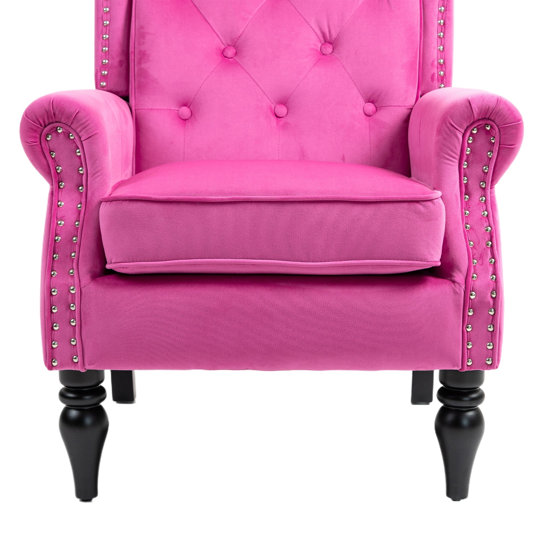 Coolmore Wood Frame Armchair, Modern Accent Chair Lounge Chair With Sturdy Wood Legs For Living Room Bedroom Red Red Primary Living Space Foam Velvet