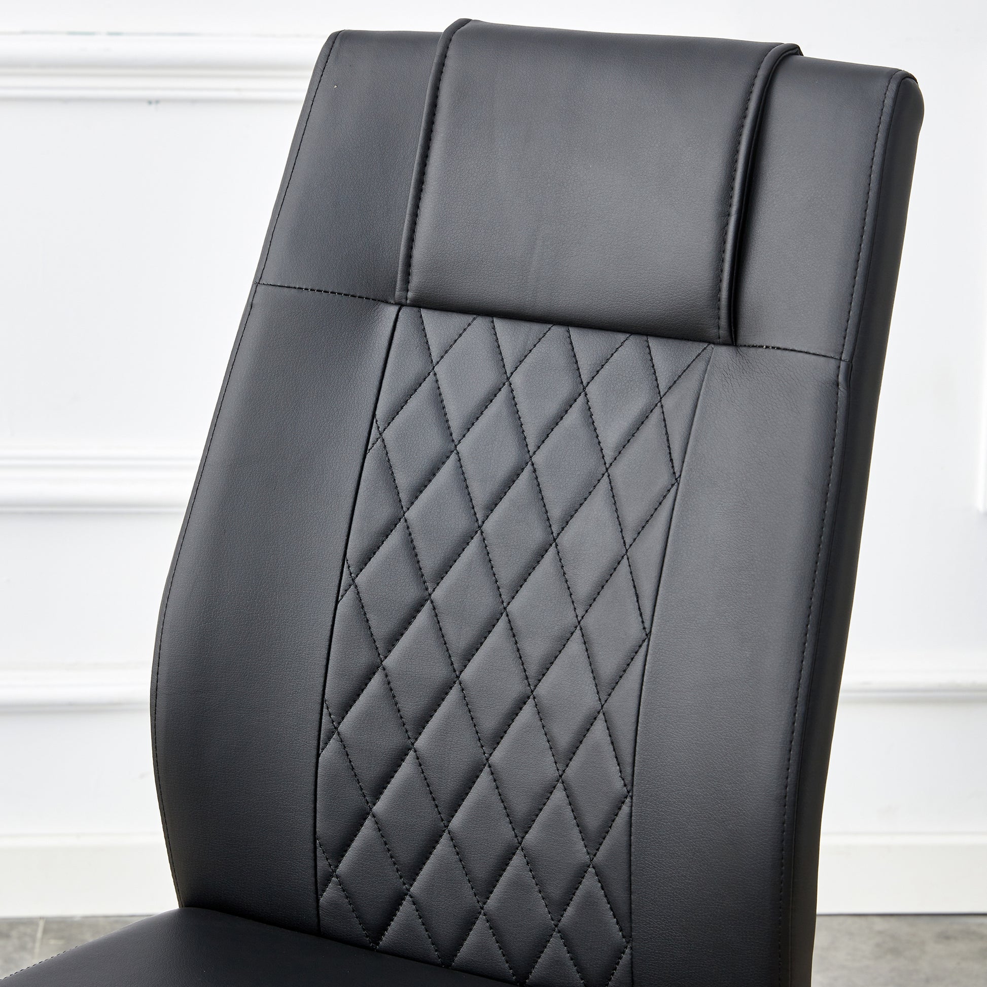 Table And Chair Set, The Table Is Equipped With A Marble Patterned Mdf Tabletop And Gold Table Legs.Dining Chairs,Gold Legged Upholstered Chairs Made Of Artificial Leather. Black Gold Seats 6 Mdf