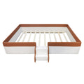 Full Size Upholstered Daybed Frame With Fence And Stairs, Brown White Full Brown White Mdf Lvl