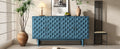 Modern 4 Door Sideboard With Convex Pattern Doors And 2 Silver Handle For Living Room, Dining Room, Kitchen Navy Navy Mdf