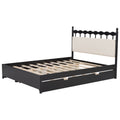 Queen Size Wooden Storage Platform Bed, With 2 Big Drawers, T Size Trundle ,Espresso Queen Espresso Plywood