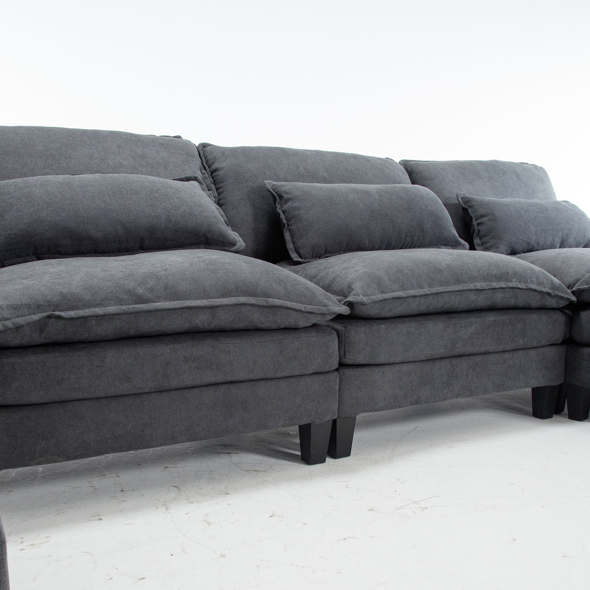 154.8" Oversized Modular Sofaice Velvet Large U Shaped Couch Comfy Upholstered 4 Seat Sofa With 2 Ottoman, 4 Lumbar Pillow, Deep Seat Couch For Living Room Dark Gray Primary Living Space Modern Foam Polyester 6 Seat