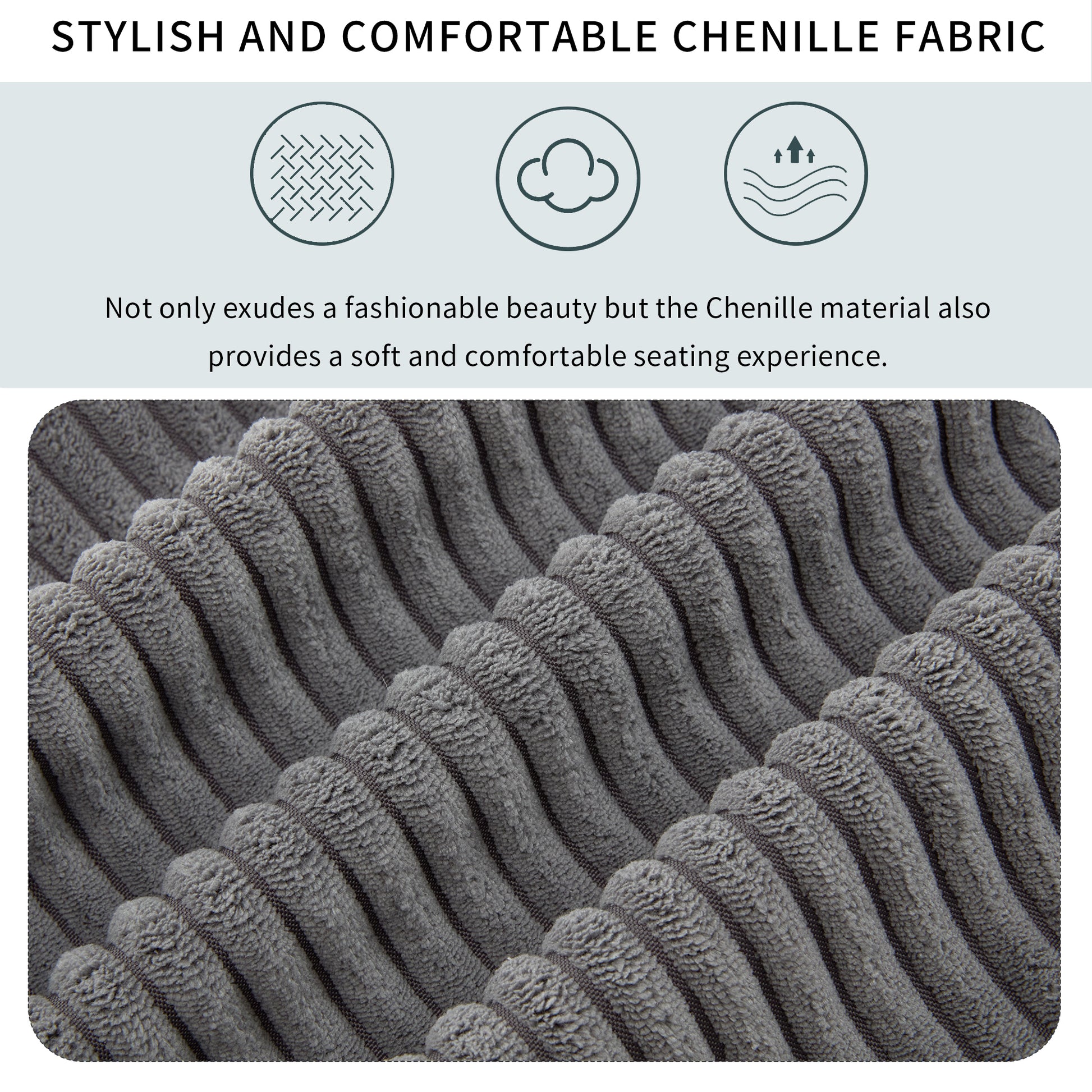 105'' 3 Seater Sofa With Removable Back Cushions And 5 Pillowsfor Living Room, Apartment, Spacious Space Gray Polyester 3 Seat