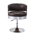 Distress Chocolate And Chrome Adjustable Swivel Stool Chocolate Primary Living Space Modern Leather