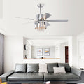 Crystal Ceiling Fan Reversible Blades 3 Wind Speeds Remote Control For Bedroom Living Dining Room Chrome Chrome American Design,American Traditional,Retro,Traditional,Vintage Crystal Iron