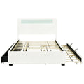 Full Size Upholstered Platform Bed With Led Frame, With Twin Size Trundle And 2 Drawers, Teddy Fleece, White White Fleece