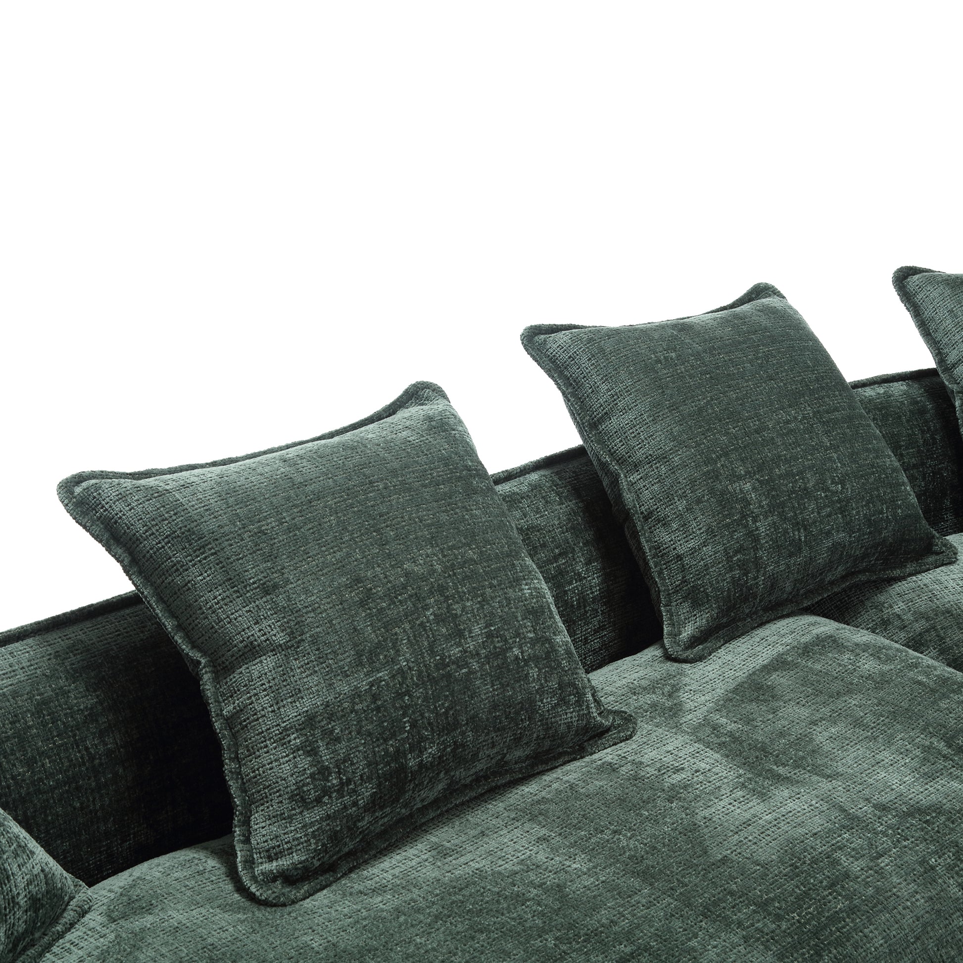 Modular Sectional Sofa, U Shaped Couch With Sofa For Five & Pillows, Modern Minimalist Chenille Fabric Large Comfy Cloud Sofas, Living Room Furniture Sets Emerald Chenille 5 Seat