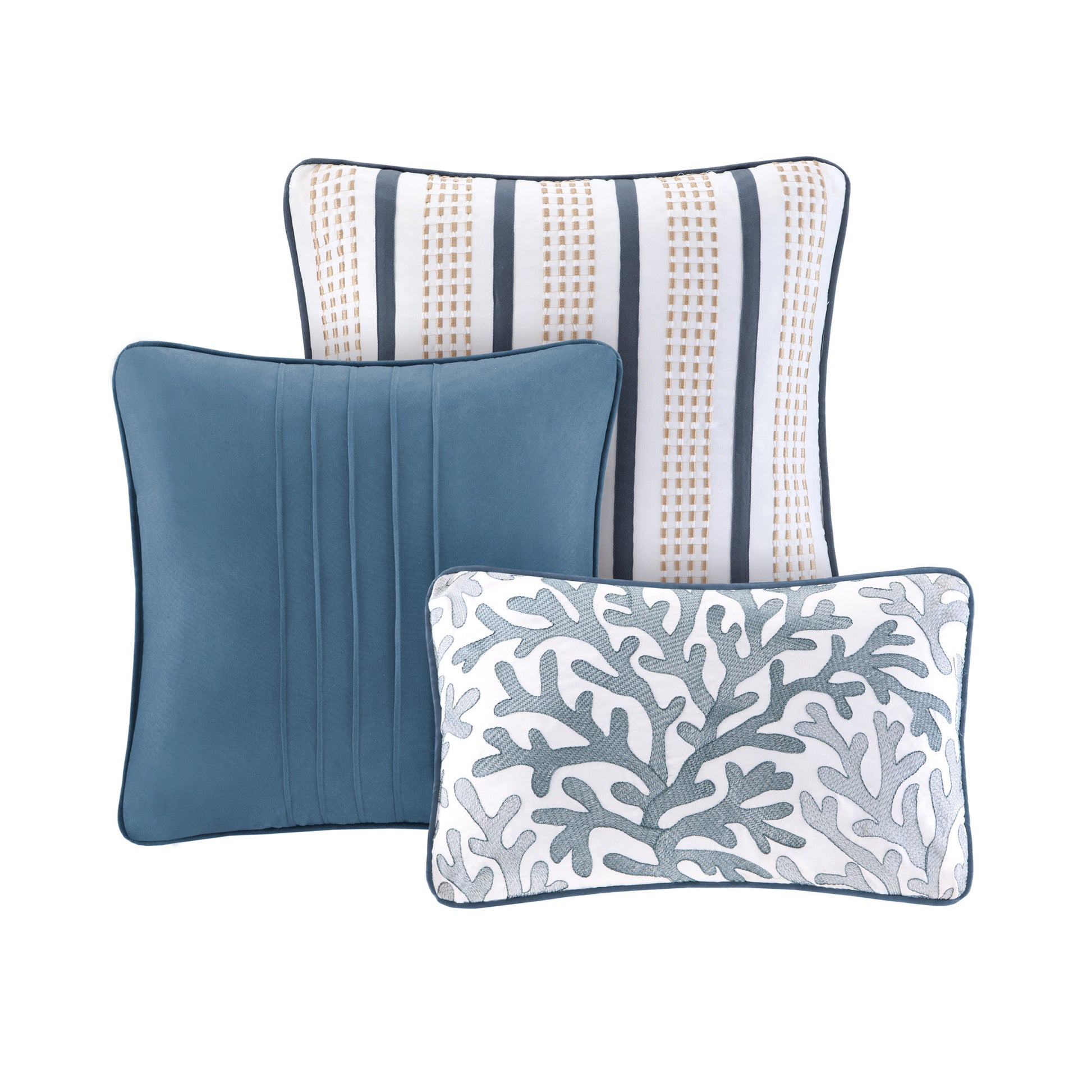 Brushed Microfiber Quilt Set With Throw Pillows Blue Twin Twin Xl Twin Blue Polyester