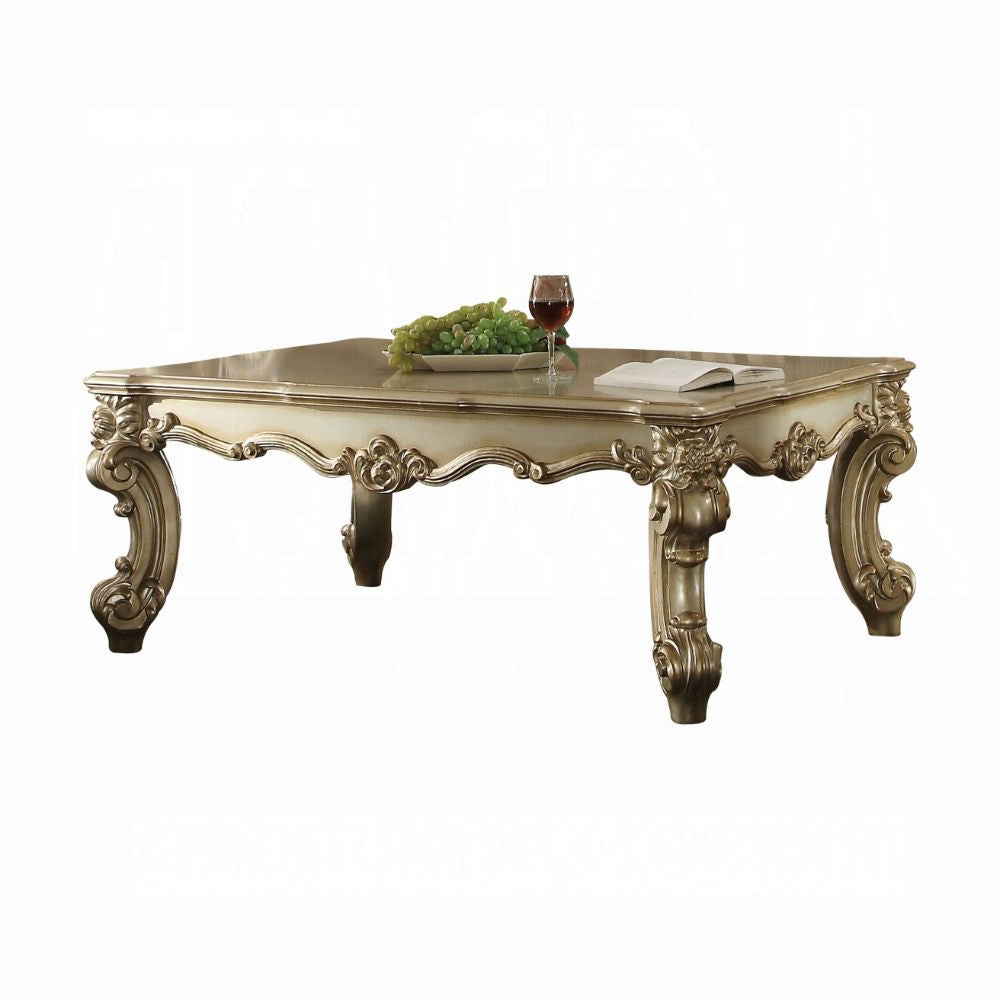 Gold Patina And Bone Coffee Table With Scrolled Leg Gold Primary Living Space Rectangular Wood Plastic