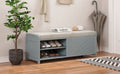 Distressed Shutter Storage Bench With Acacia Veneer For Retro Charm For Living Room, Entryway Grey Grey Mdf