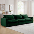 3 Seater Deep Seat Couches For Living Room, Wide And Deep Seat Comfy Living Roo Sofas With 3 Waist Pillows, Green Corduroy Green Corduroy 3 Seat