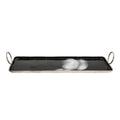 Tray With Metal And Ring Handles, Black And Silver Black Silver Metal