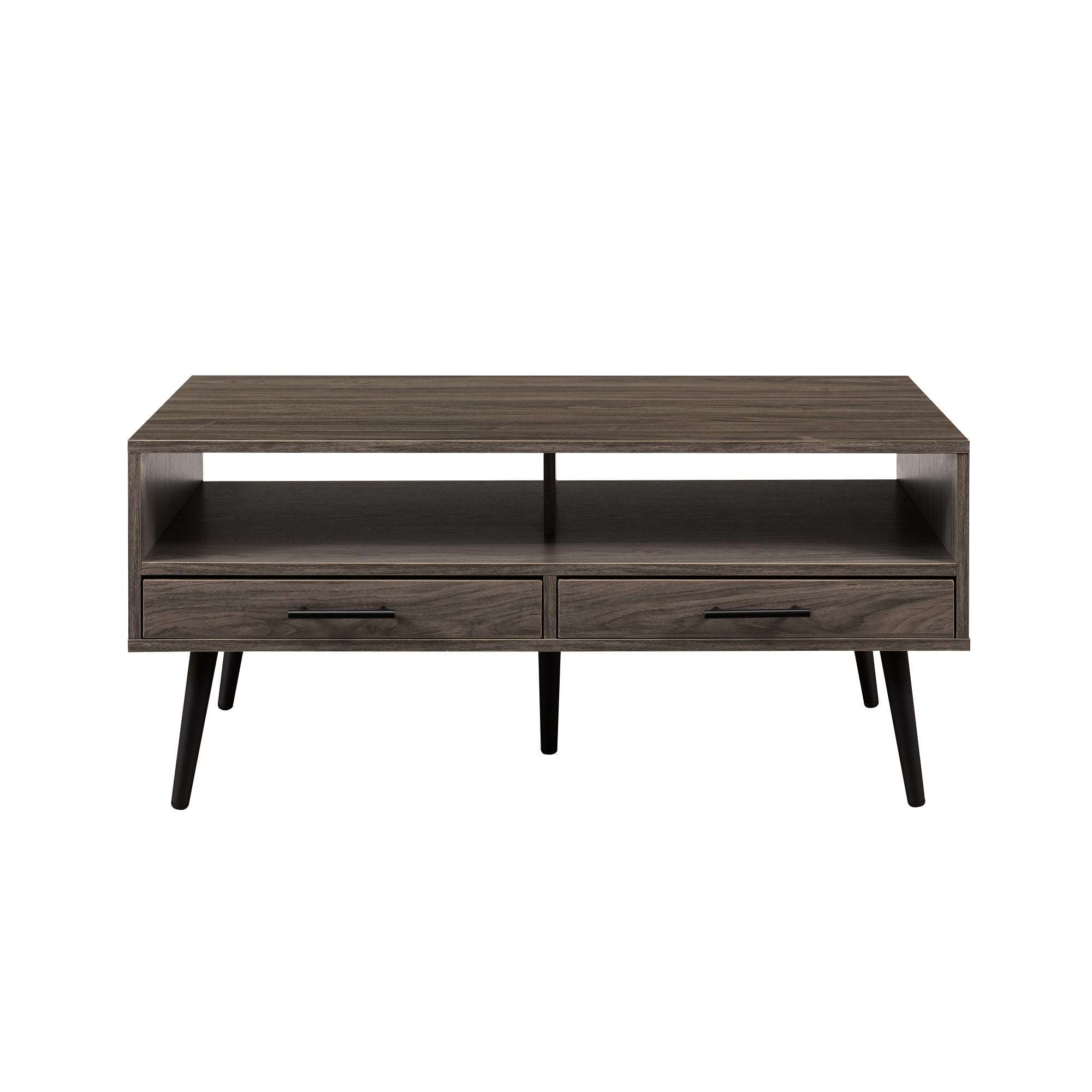 Contemporary 2 Drawer Low Coffee Table Slate Grey Light Gray Mdf Mdf