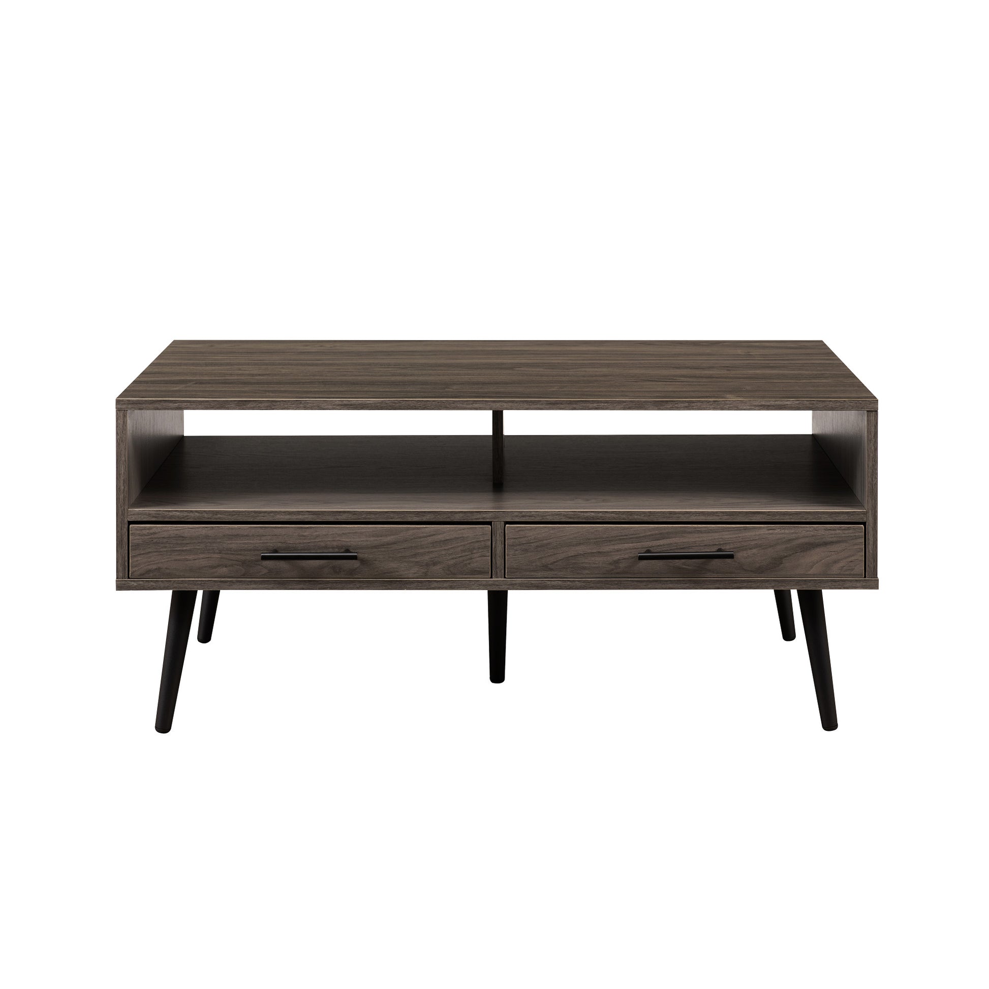 Contemporary 2 Drawer Low Coffee Table Slate Grey Light Gray Mdf Mdf
