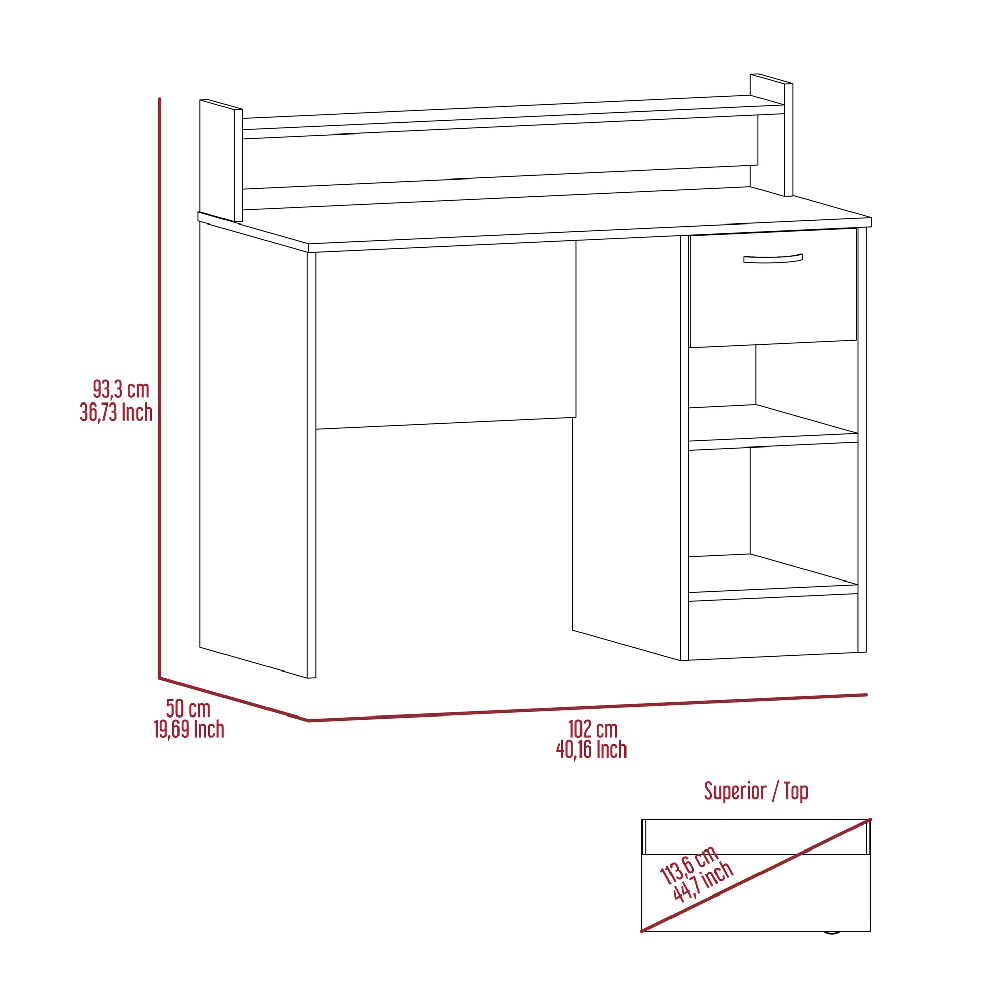 Manaos Writing Computer Deskmultiple Shelves, One Drawer Grey Computer Desk Office Modern Freestanding Rectangular Open Storage Desk Rectangular Particle Board Engineered Wood