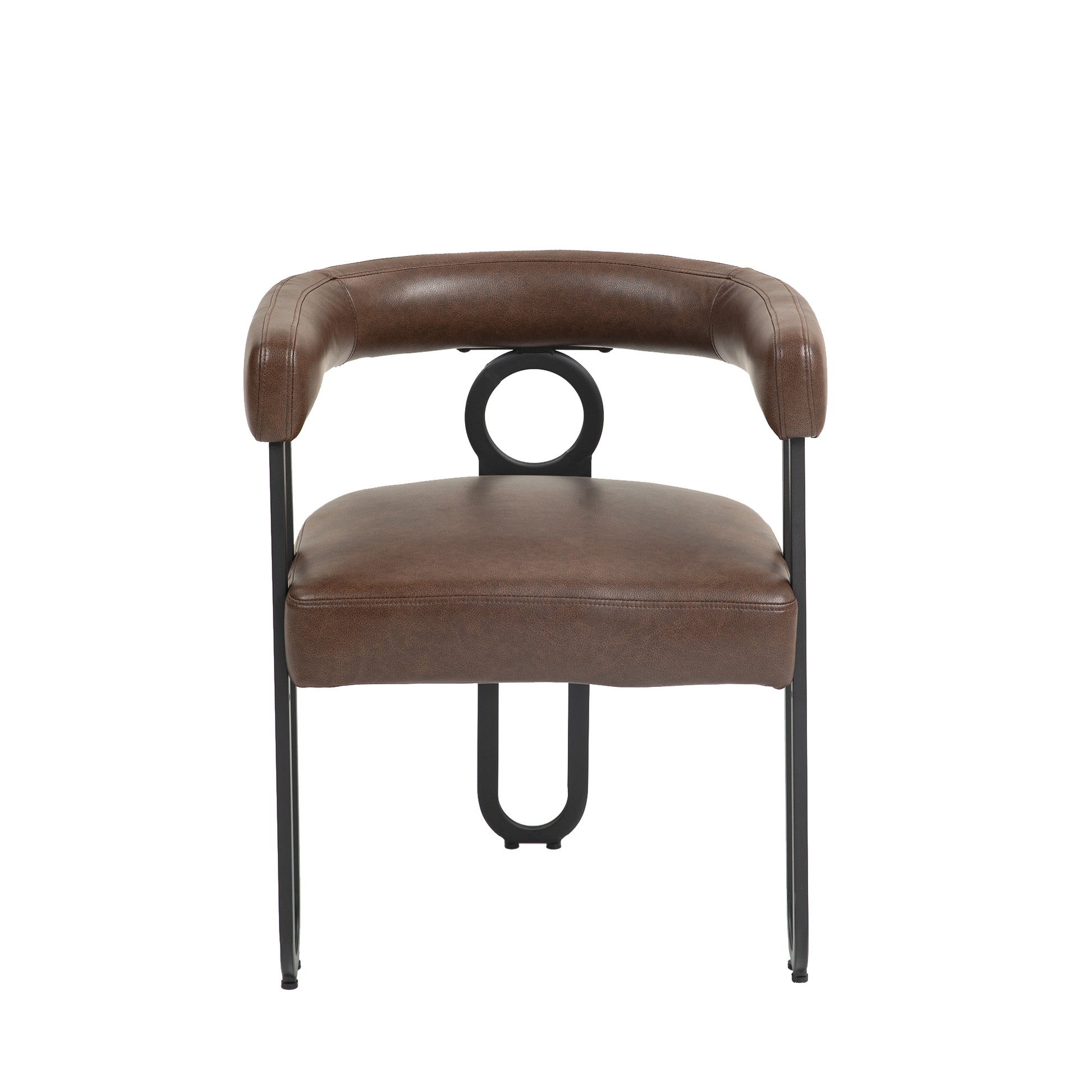 Coolmore Contemporary Designed Pu Fabric Upholstered Accent Dining Chair Barrel Side Chairs Kitchen Armchair For Living Room Set Of 2 Dark Brown Pu Dark Brown Dining Room Foam Pu Leather