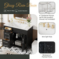 36'' Bathroom Vanity With Top Resin Sink, Freestanding Bathroom Storage Cabinet With 2 Drawers And A Tip Out Drawer, Solid Wood Frame Vanity Set, Height Adjustable Shelf Black Bathroom Solid Wood