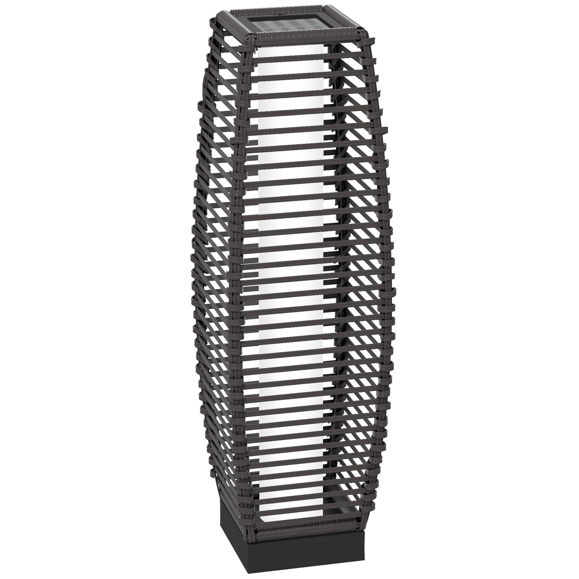 Outsunny Solar Floor Lamp, Outdoor Rattan Garden Lantern Pathway Light & Decorative Driveway Lighting With Auto On Off Led Lights For Porch, Yard, Lawn, Courtyard, Deck, Gray Gray Steel