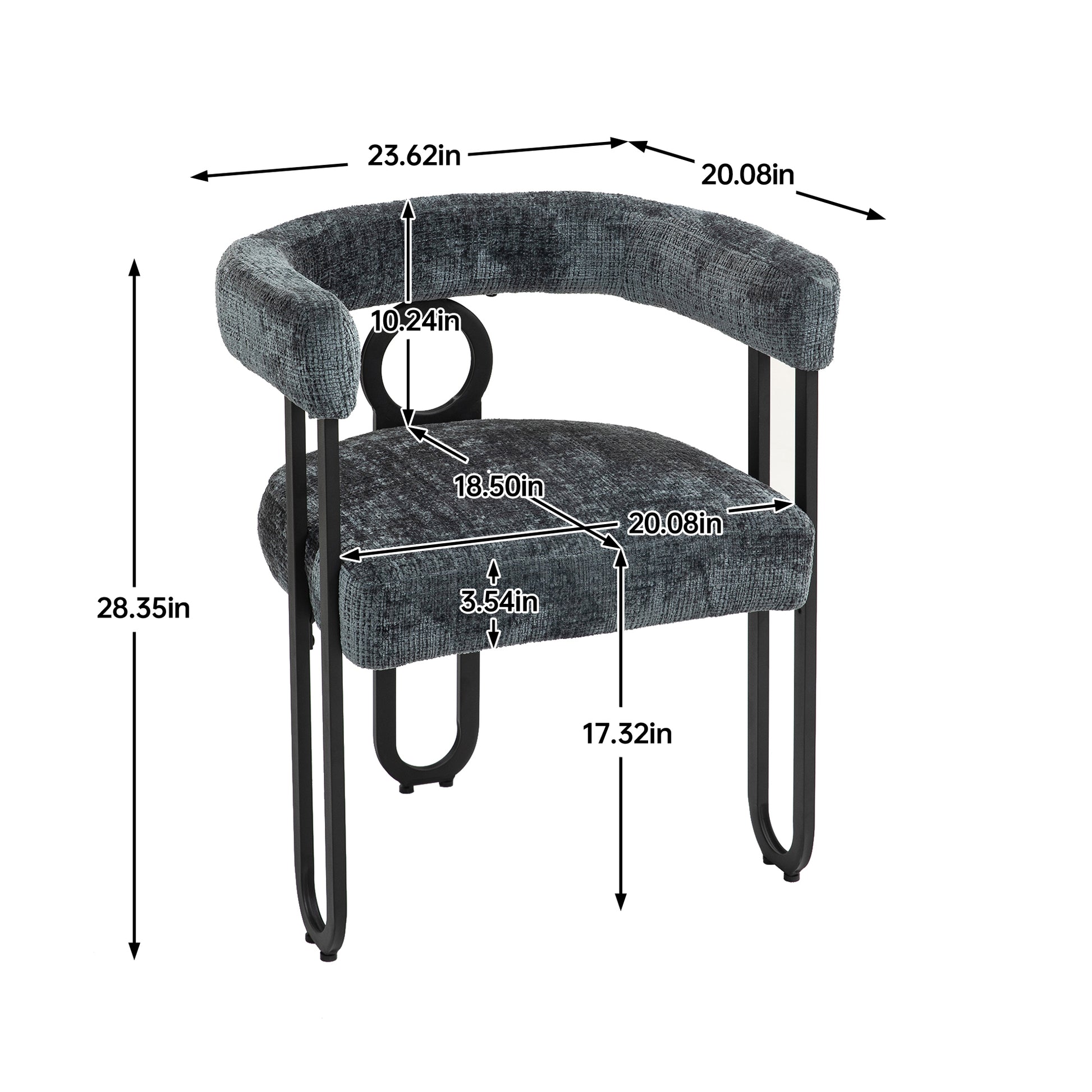 Coolmore Contemporary Designed Chenille Fabric Upholstered Accent Dining Chair Barrel Side Chairs Kitchen Armchair For Living Room Set Of 2 Gray Chenille Gray Dining Room Foam Chenille