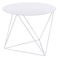 White Geometric Metal Base Accent Table White Primary Living Space Modern Round Metal Sled
