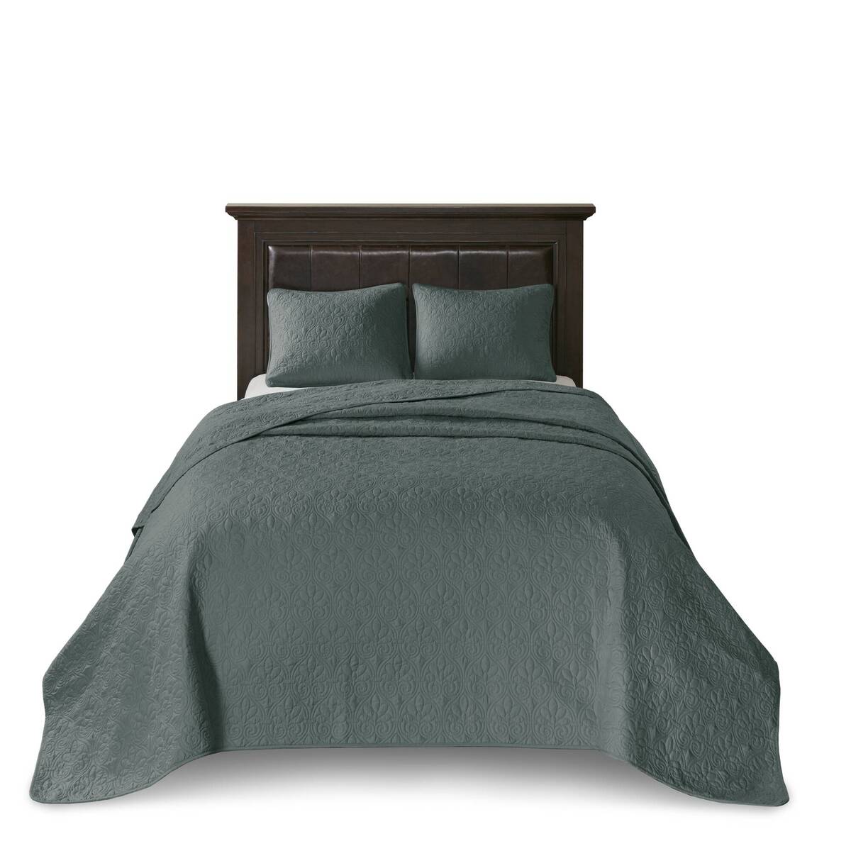 3 Piece Reversible Bedspread Set Balsam Green King Green Polyester