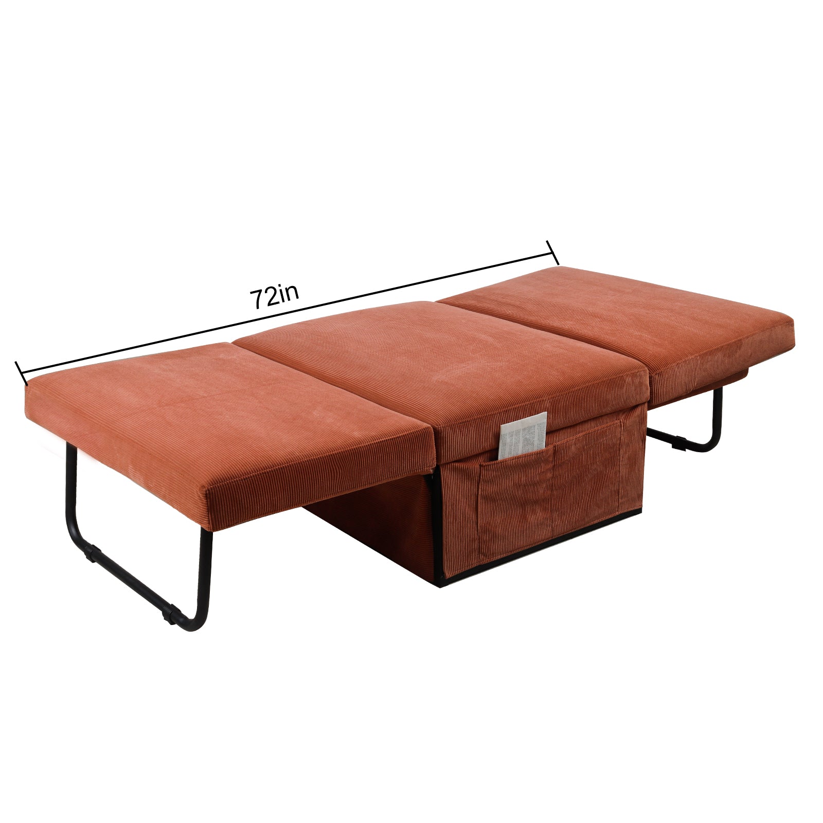 Modern Corduroy Sofa Bed,Couch Chair,Sleeper Bed,Small Lounge Sofa W Reclining Backrest,Furniture For Living Room,Bedroom,4 In 1 Convertible Sleeper Sofa Bed, Red Brown Full Brown Corduroy