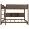Queen Over Queen Bunk Bed With Storage Cabinets And Usb Ports, Antique Wood Color Expected Arrival Time: 10.26 Wood Solid Wood Mdf