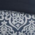 8 Piece Jacquard Comforter Set Navy Silver Queen Queen Navy Silver Polyester