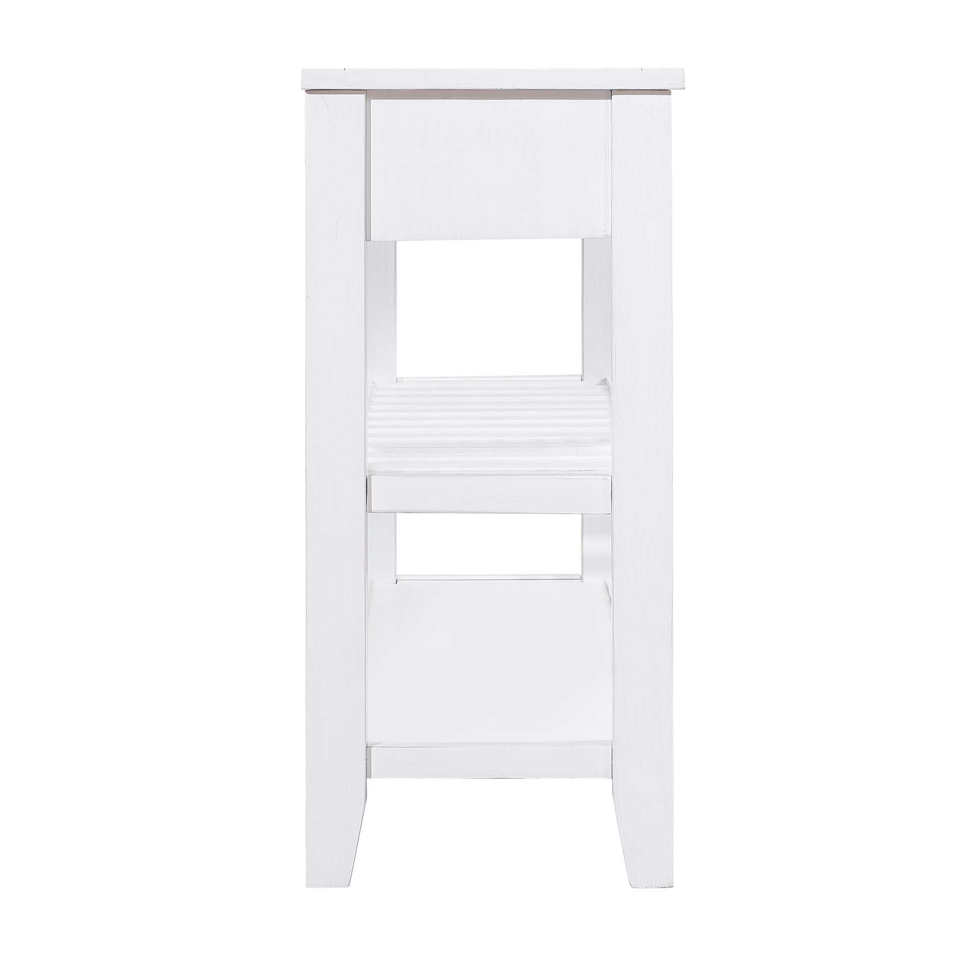 Console Sofa Table With 2 Storage Drawers And 2 Tiers Shelves, Mid Century Style 42'' Solid Wood Buffet Sideboard For Living Room Furniture Kitchen Dining Room Entryway Hallway, Antique White Antique White Pine