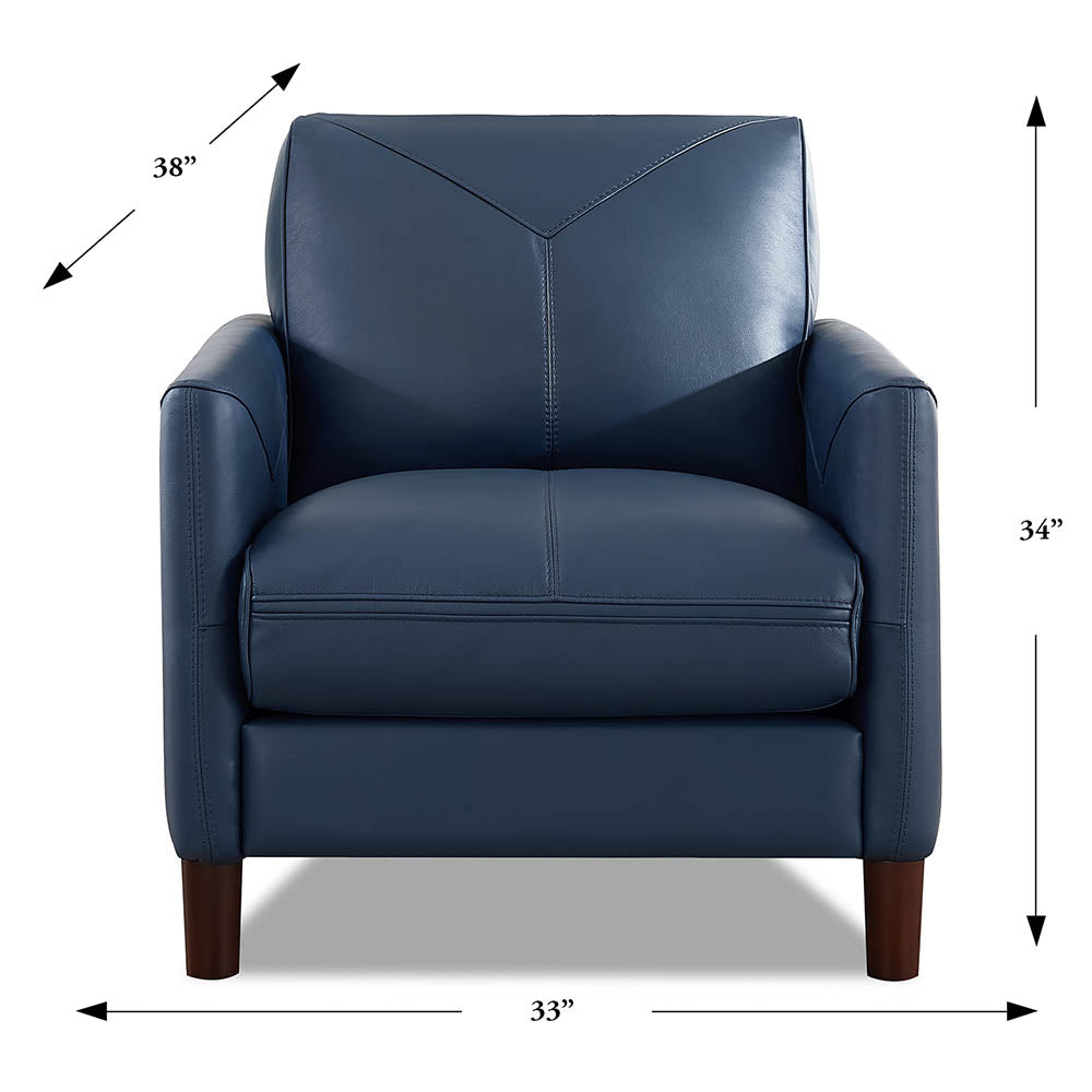 Yorkdale Leather Chair Navy Down Filling Genuine Leather
