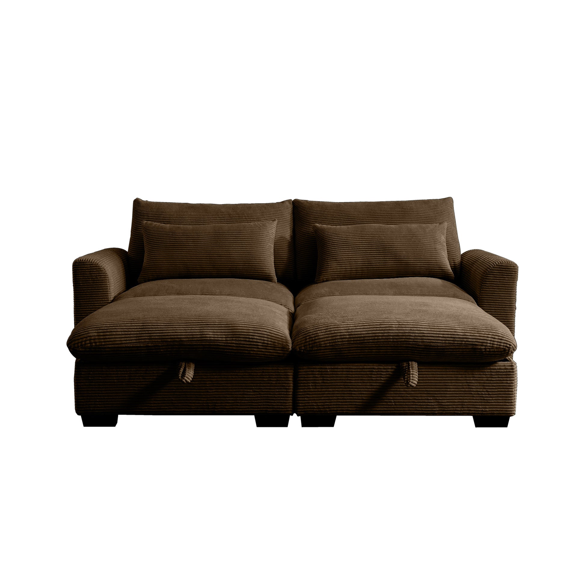 Modern Sofa 2 Seater Corduroy Fabric Sofa With Armrests For Apartment Living Room, Brown Brown Corduroy 2 Seat